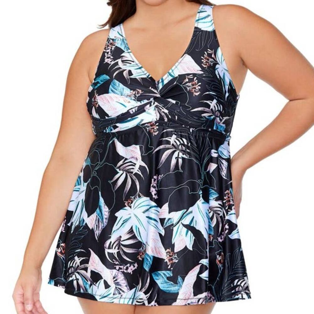 Raisins Curve NWT Plus Size Monteluz Lucia Swim Dress Size 24W Wireless Bra Top